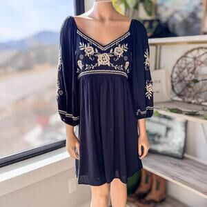 Savanna Jane, Black Embroidered Dress, Boho Style, Western Wear, Women's Large